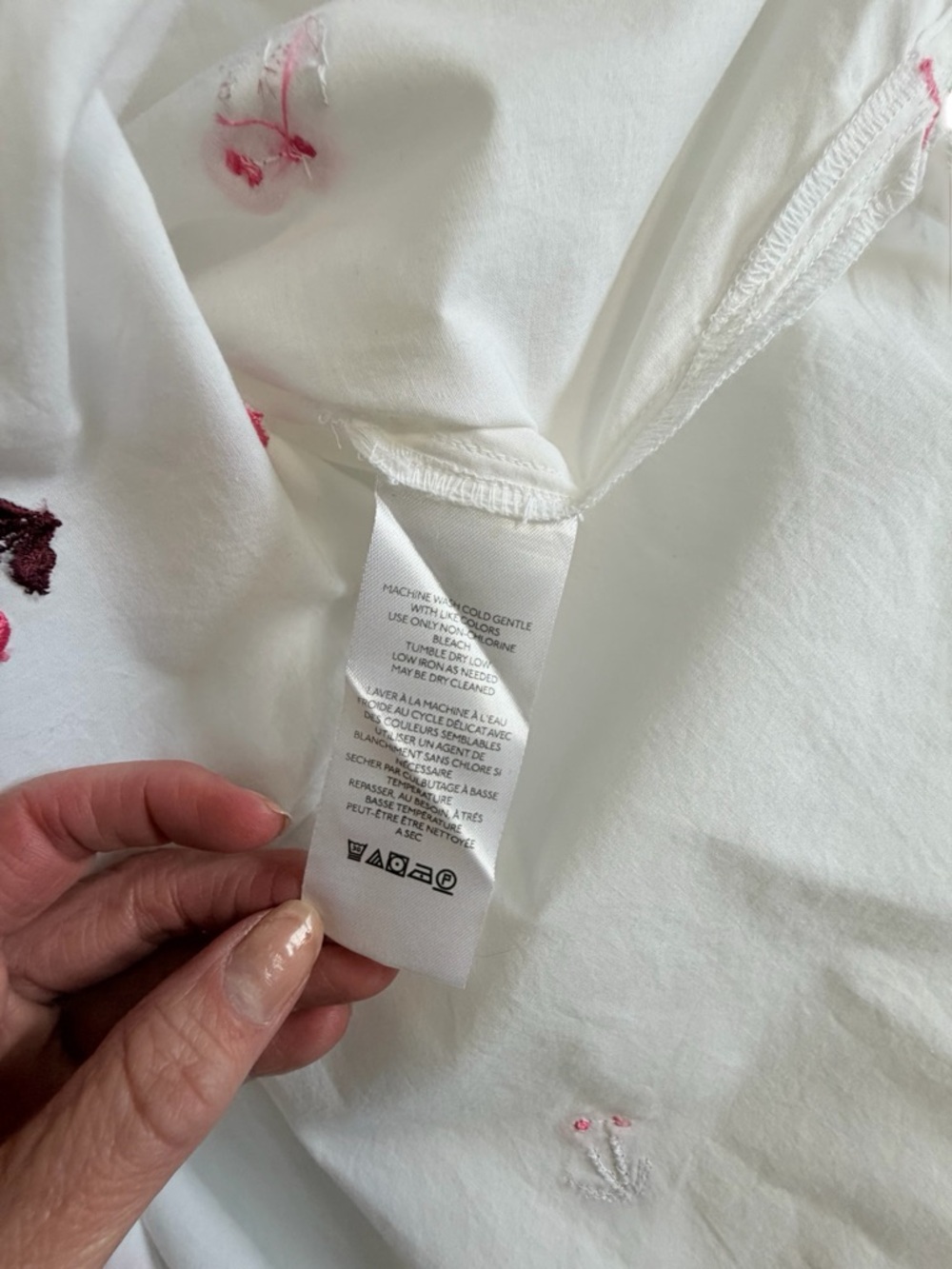 Maeve White Shirt with Pink Cherries and Burgundy Leaves from Anthropologie - Picture 4 of 7